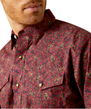 Ariat Men's Samson Dark Red Classic Fit Shirt-10052618