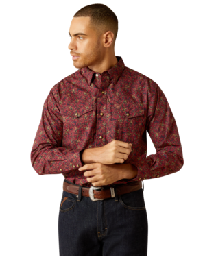 Ariat Men's Samson Dark Red Classic Fit Shirt-10052618