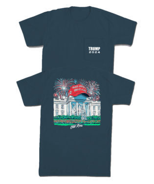 Old Row Trump 2024 White House Pocket Tee - Navy - WROW3365