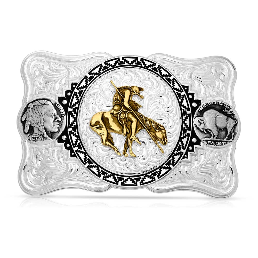 Montana Silversmiths Buffalo Nickel Southwestern Buckle with End of the Trail- 52010 595