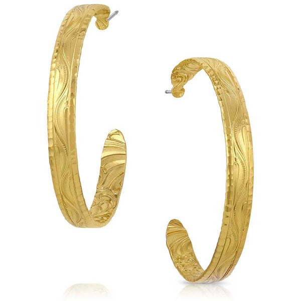 Montana Sliversmiths Timeless Treasure Chiseled Hoop Earrings-ER5663G