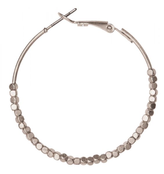 Rain Silver Hoop with Beaded Earring-E1016S