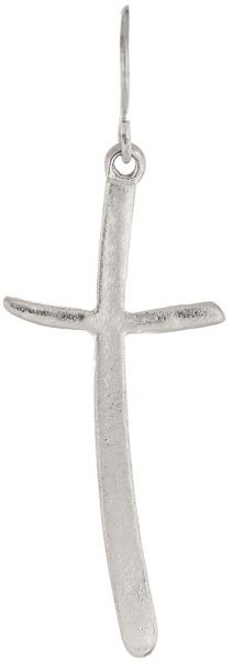 Rain Silver Cross Curve Earring E1022S