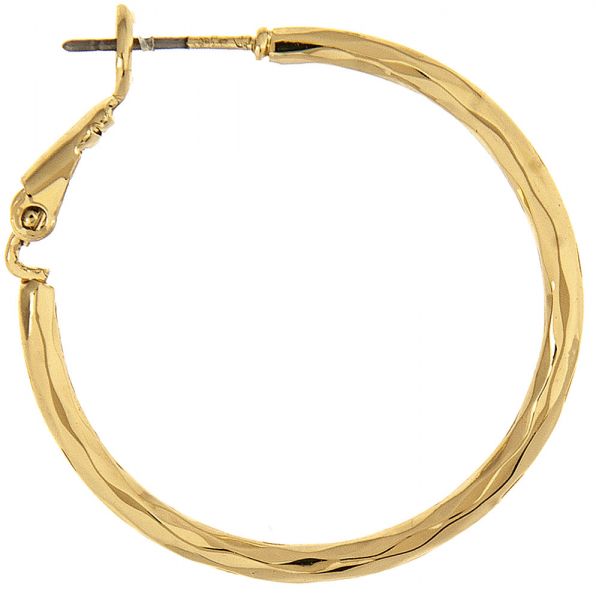 Rain Medium Gold Hammered Hoop E1076GM