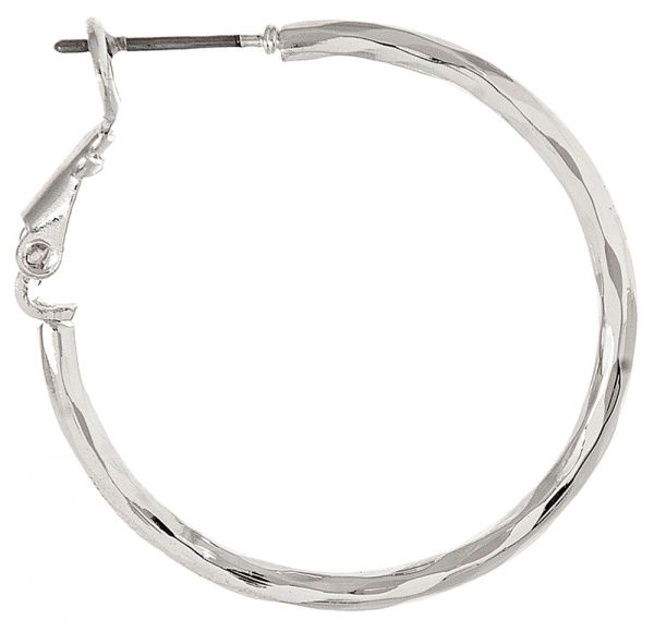 Rain Medium Silver Hammered Hoop E1076SM
