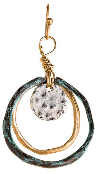Rain Two Tone Patina Circles Earring E1443P