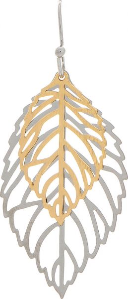 Rain Two Tone Sparkle Leaves Earring E2829TT