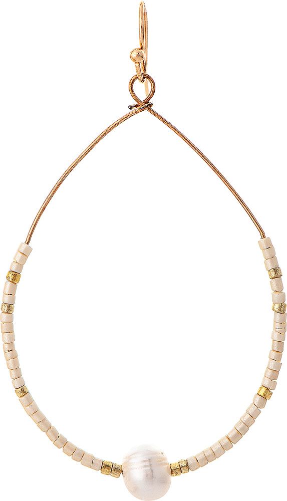 Rain Jewlery Gold Ivory Bead Pearl Teardrop Earring-E3103IV
