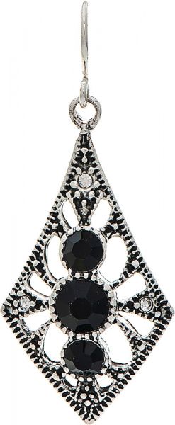 Rain Silver Black Crystal Filigree Earring E3250BK