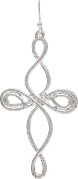 Rain Jewelry Collection Silver Curly Wire Cross Earring E3589S