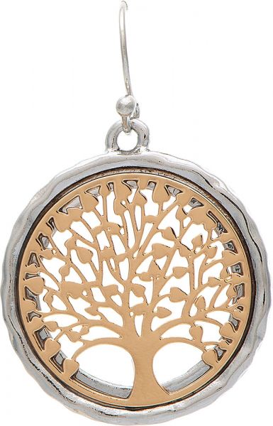 Rain Jewelry Collection Two Tone Round Tree of Life Earring E3654TT
