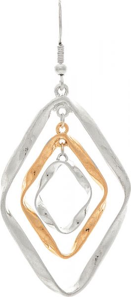 Rain Two Tone Twisty Linked Ellipse Earring E3708TT