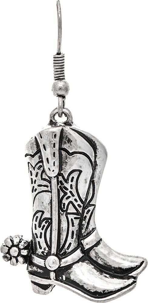 Rain Jewlery Silver Engraved Cowboy Boots Earring-E4286S