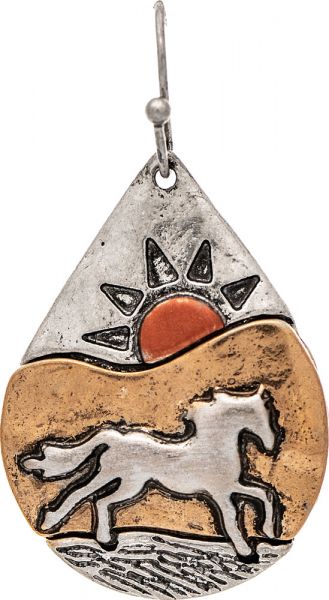 Rain Two Tone Heartland Horse Earring E4303TT