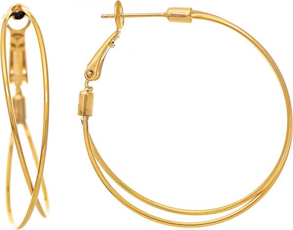 Rain 1.5" Gold Plate Brass Hinge Hoop Earring E4341G