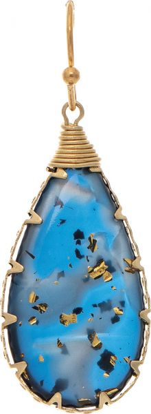 Rain Jewelry Collection  Gold Gold Flecked Blue Gem Earring E4344BL