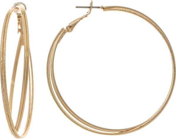 Rain Gold Double Wire Hinge Hoop Earring E4352G