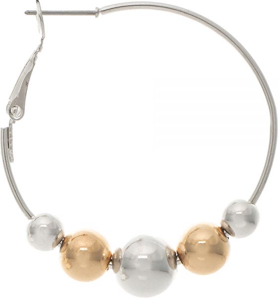 Rain Two Tone Graduated Ball Hoop Earring E4370TT