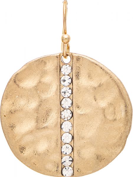 Rain Jewelry Collection Gold Hammered Crystal Line Circle Earring E4389G
