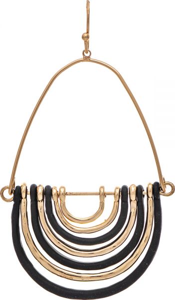Rain Gold Black Hinged Half Circles Earring E4390BK