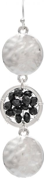 Rain Jewelry Collection  Silver Black Bead Three Circles Earrings