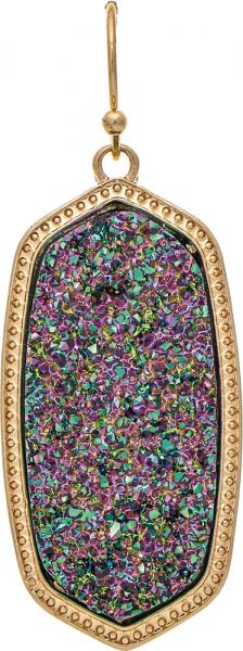 Rain Gold Edge Purple Iridescent Druzy Earring E4397PU