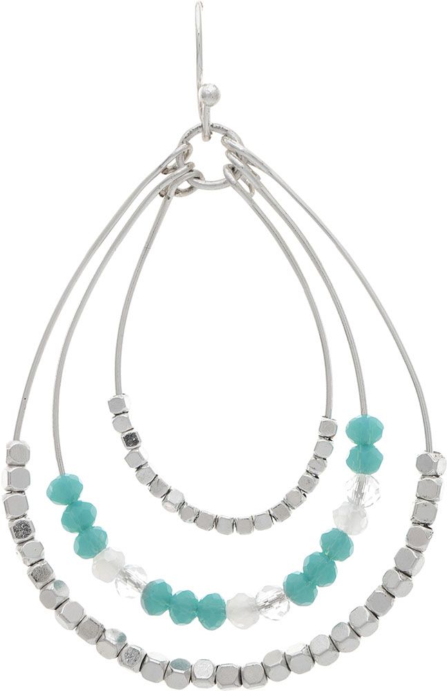 Rain Jewelry Silver Blue Nugget Beaded Three Teardrop Earring-E5001S