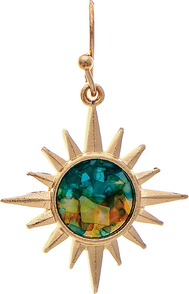 Rain Gold Shell Inlay Sunburst Earring-E5042G