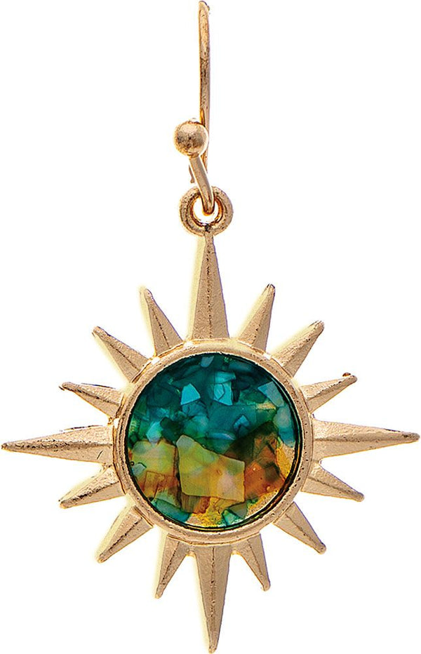 Rain Gold Shell Inlay Sunburst Earring-E5042G