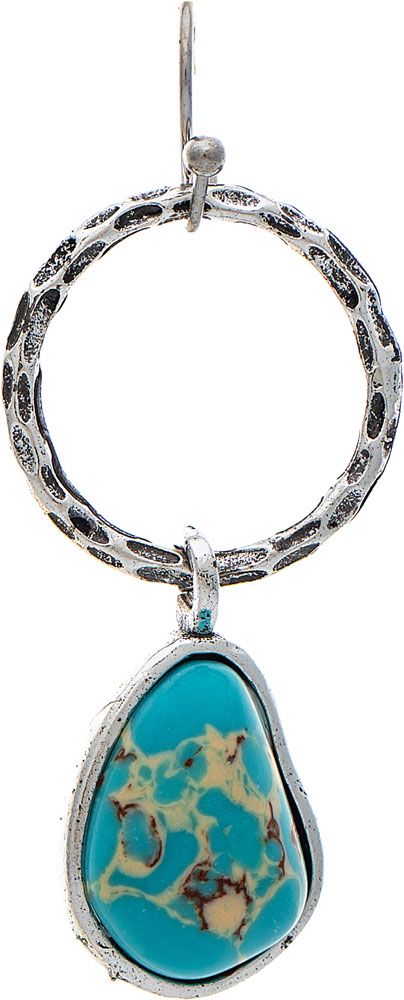 Rain Silver Blue Gem Circle Top Earring-E5083S