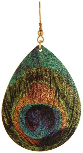 Rain Gold Green Feather Earring E998GR