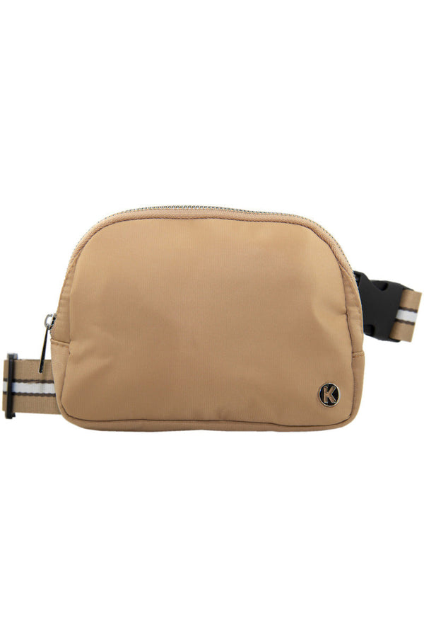 Katydid Tan Solid Belt Bag With Striped Strap-KDC-BBG-02_TAN