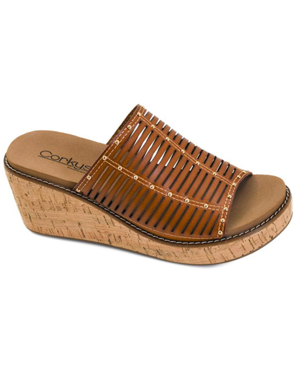 Corky Ladies Much Better Wedge Sandals - 41-0663-COGN-Q