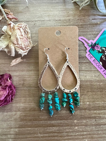 The Bijoux Fab Teardrop earrings real turquoise nuggets
