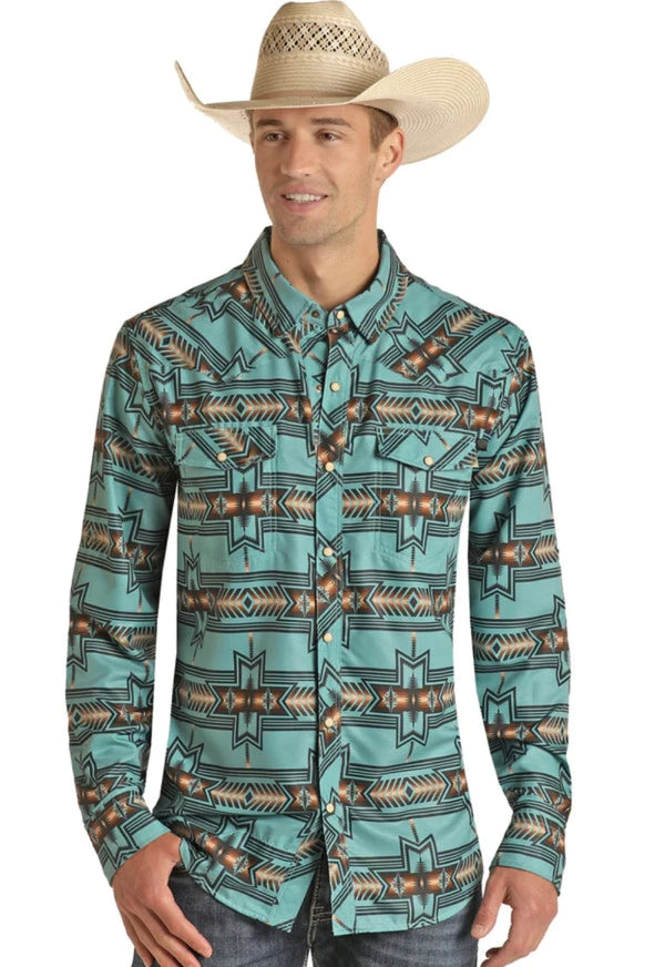 ROCK AND ROLL AZTEC RIPSTOP BUTTON DOWN-RRMSOSR0QN