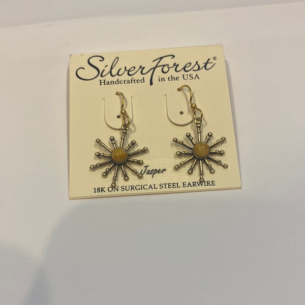 Silver Forest Spoke with Jade Stone Earrings NE-2110