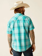 Ariat Men's Haddon Retro Fit Short Sleeve Shirt Winter Aqua 10048498