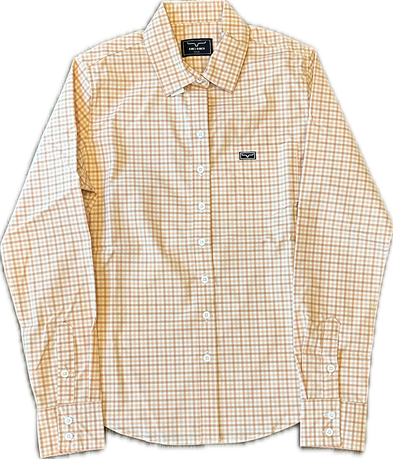 Kimes Ranch Ladies Tucco Mini Check Shirt - Peach