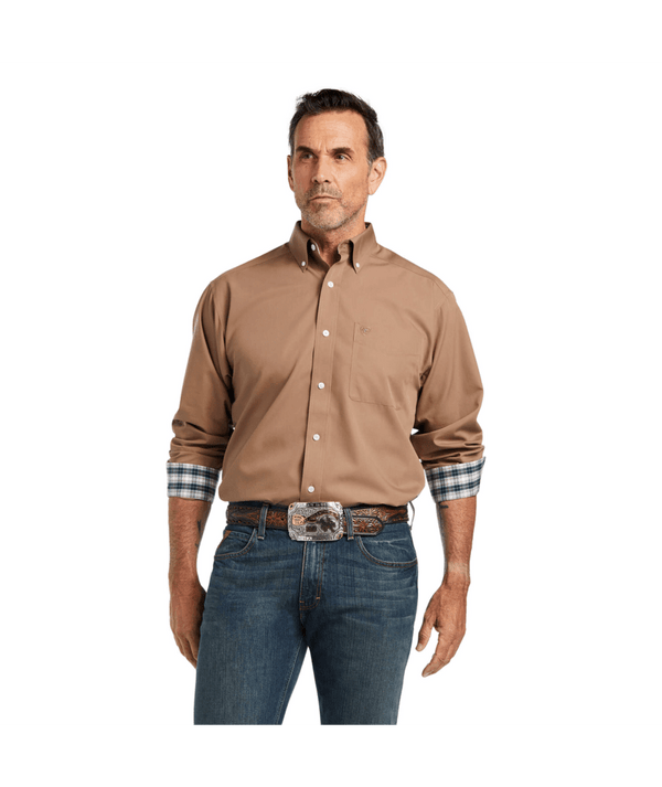 Ariat Mens Wrinkle Free Malt Ball Solid Classic Fit Shirt - 10039893