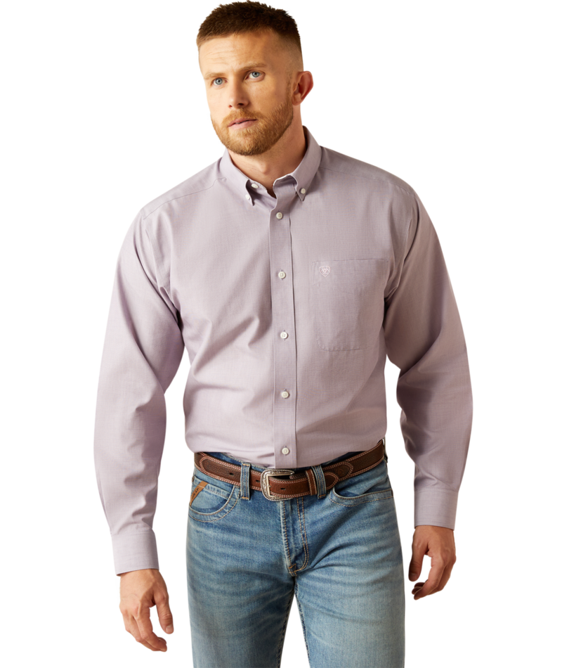 Ariat Men's Wrinkle Free Solid Long Sleeve Shirt - Lilac - 10058805