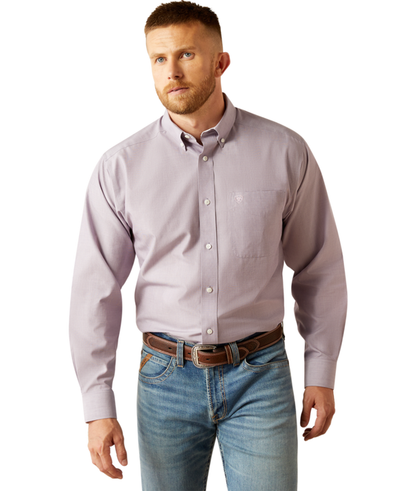 Ariat Men's Wrinkle Free Solid Long Sleeve Shirt - Lilac - 10058805