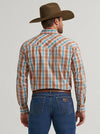 Wrangler Men's 20X Orange and Blue Plaid Long Sleeve-112367926