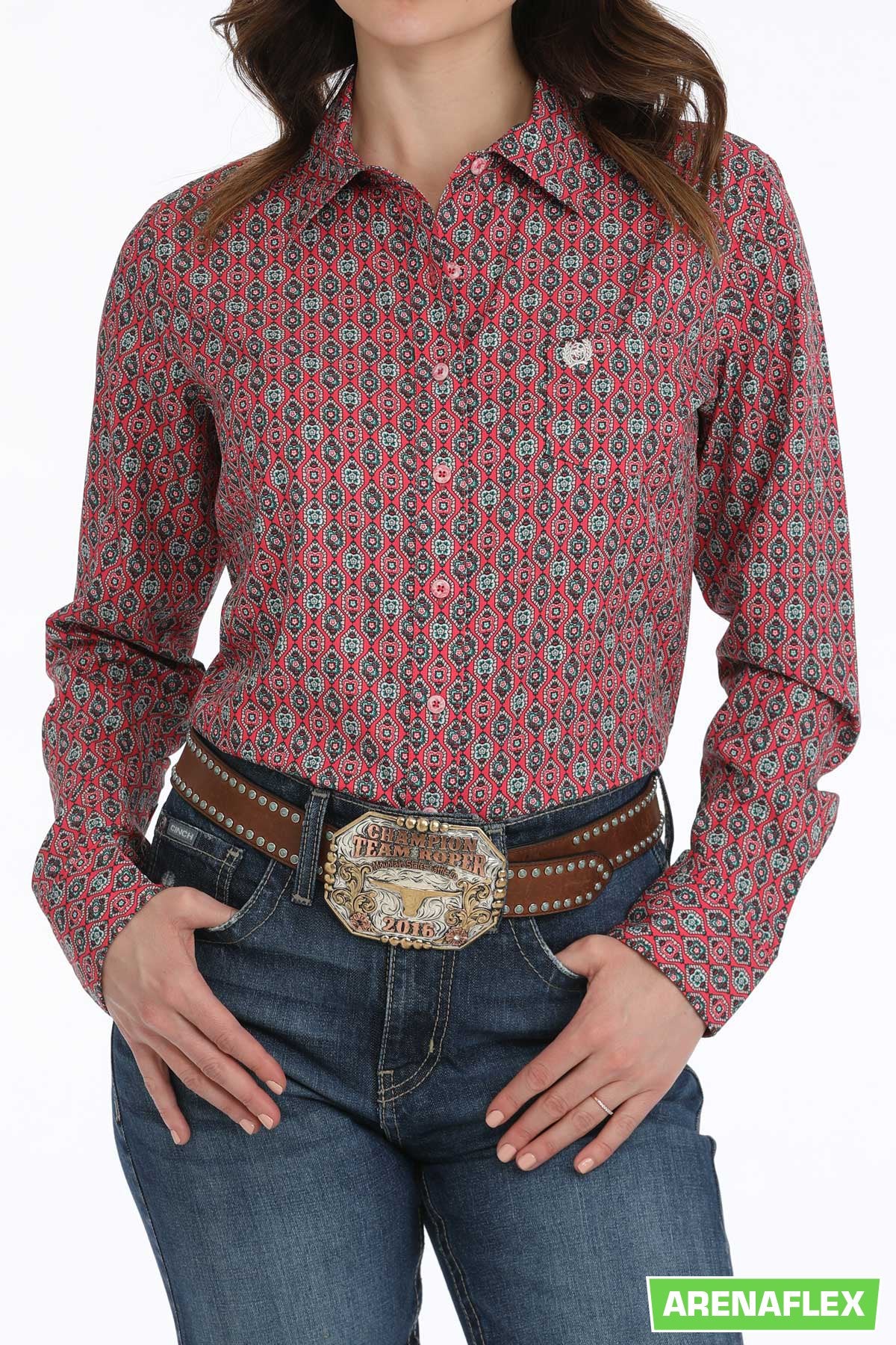 Cinch Ladies Long Sleeve ArenaFlex - Pink - MSW9163029