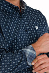 Cinch Men's Navy Print Button Down Shirt MTW1105695