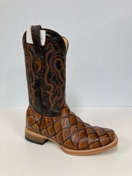 Cowtown Men's Cognac Fish Print Boots Q156