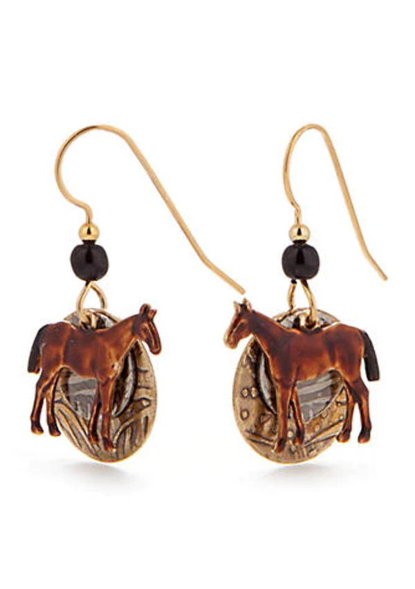 Silver Forest Horse Earrings E-8308