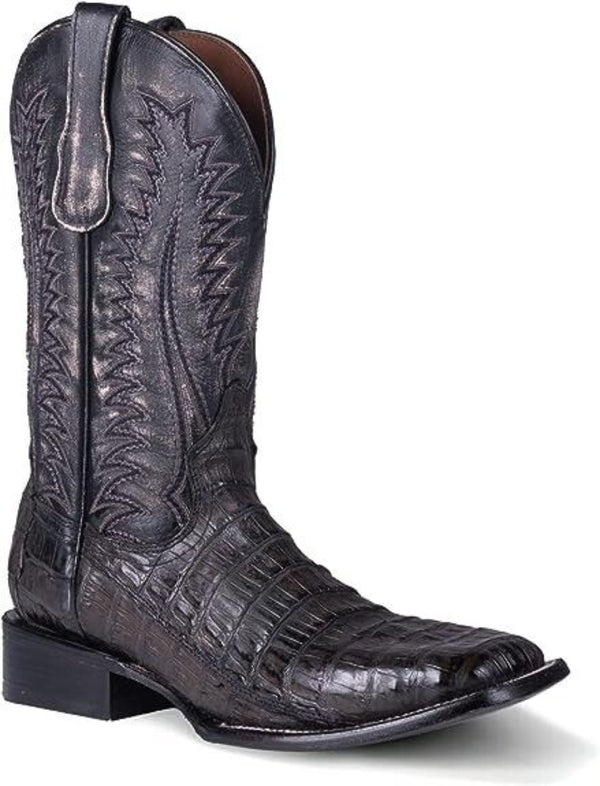 Circle G Men's Chocolate/Black Caiman Embroidery Square Toe Boots L6055