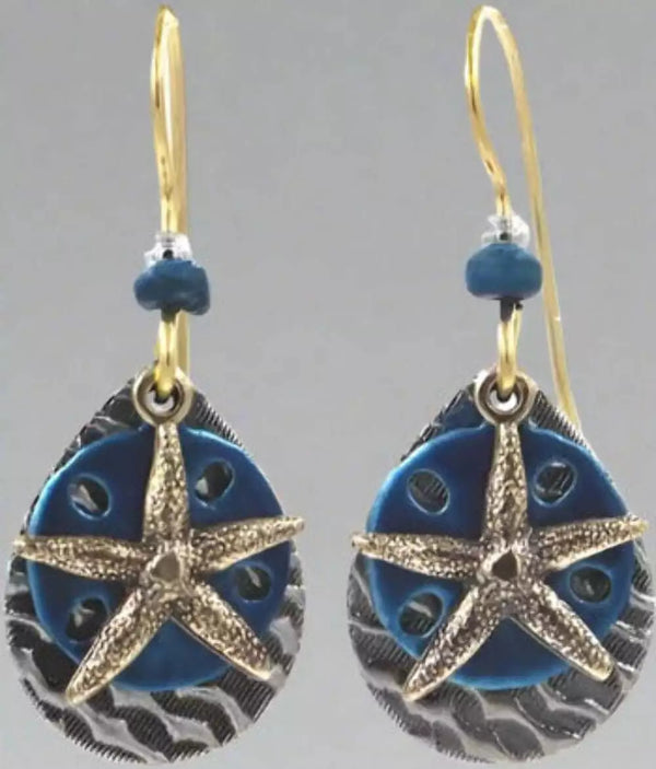 Silver Forest Earring Starfish Layered - NE-1647