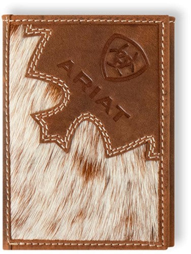 Ariat Men's Leather and Calf Hair Wallet - Brown - A3562402
