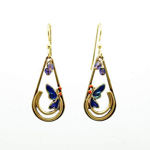 Silver Forest Earring Butterfly in Flight Teardrop - NE-2165